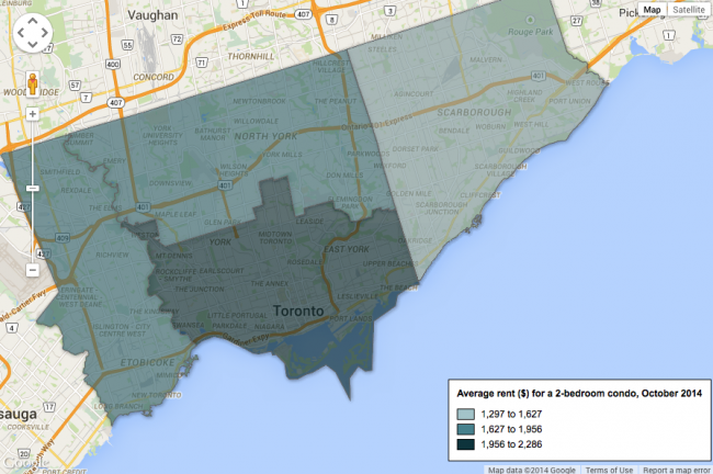 Map: Apartment Rental Costs Across Toronto 