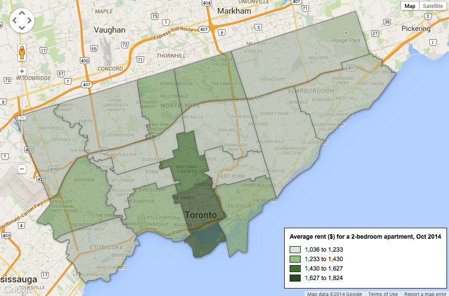 Map: Apartment rental costs across Toronto | RHB Magazine